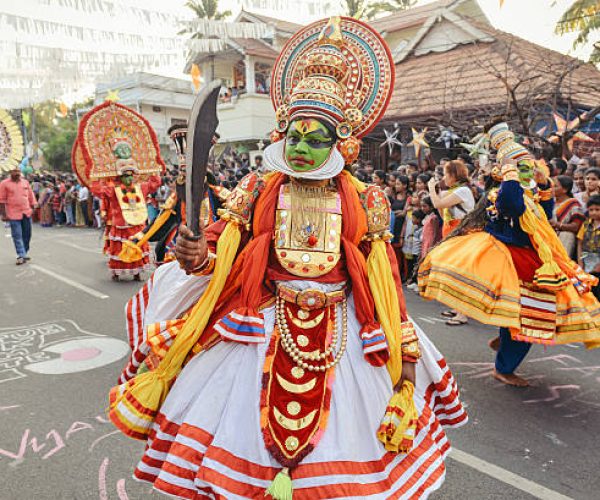 istockphoto-503219552-612×612 Kochi, India - January 1, 2016: Traditional Kathakali dance on New Year carnival in Fort Kochi (Cochin), Kerala, India. kochi,carnival,kathakali,dance,india,festival,parade,celebration,cochin,kerala,culture,people,kutiyattam,day,fort,outdoor,indian,crowd,costume,procession,decoration,dancer,performance,new year,traditional,carnaval,music,january,perform,drama,street,holiday,travel,folk